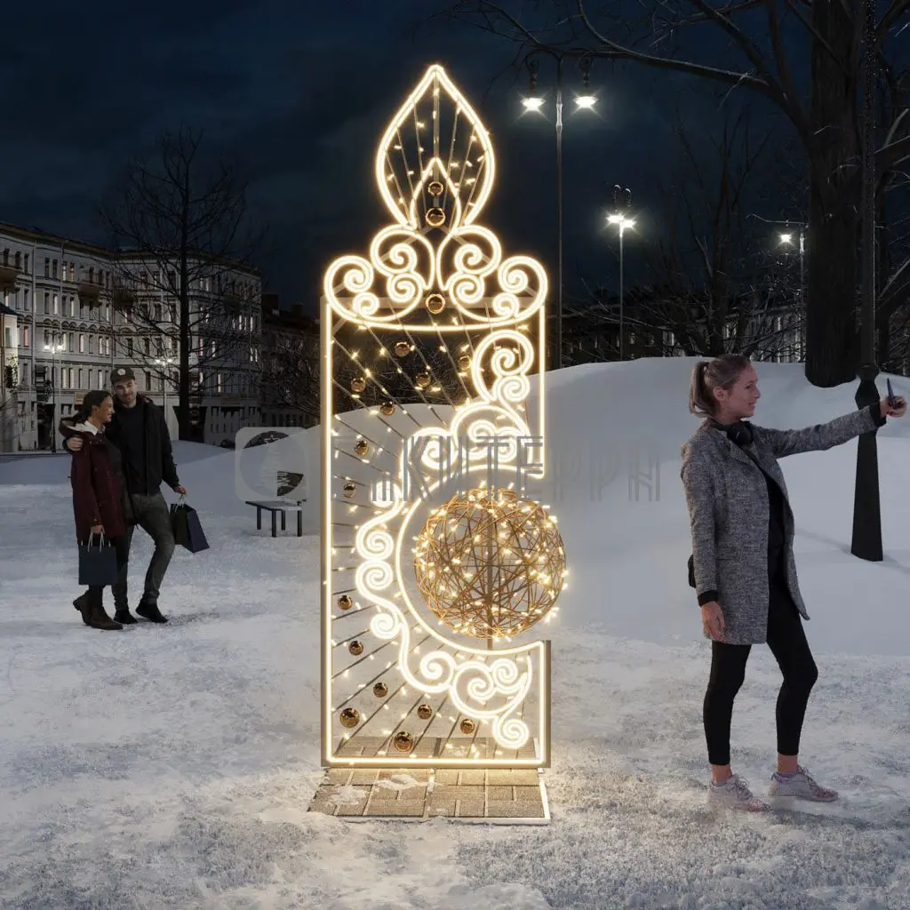 Световая декорация Новогодняя свеча большая